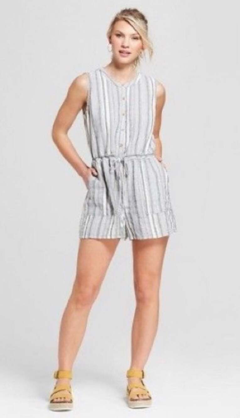 Universal Thread Romper / Jumpsuit - Grey & White M